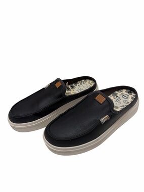 Hey Dude Austin Lift Mule Clog Slip On Platform Shoes Black Women 10